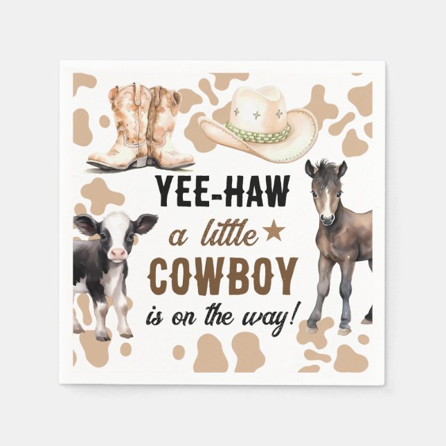 Serviette En Papier Baby shower de rodéo Little Cowboy (Devant)
