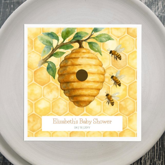 Serviette En Papier Baby shower de ruche d'abeilles (Honeybee Hive Baby Shower Napkins)