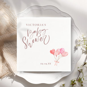 Serviette En Papier Baby shower de script élégant pour ballons neutres