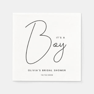 Serviette En Papier Baby shower de script moderne C'est un garçon