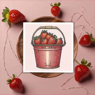 Serviette En Papier Baby shower de seau sucré aux fraises