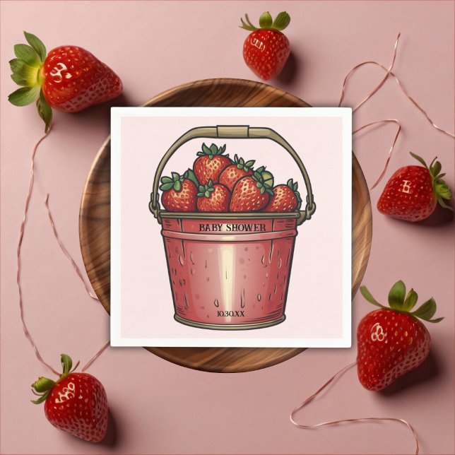 Serviette En Papier Baby shower de seau sucré aux fraises (Créateur téléchargé)