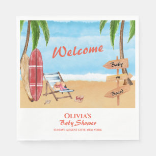 Serviette En Papier Baby shower de surf de bébé à bord Accueil