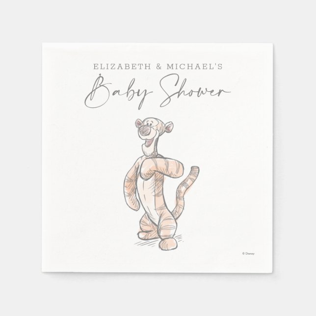 Serviette En Papier Baby shower de tigre d'aquarelle (Devant)