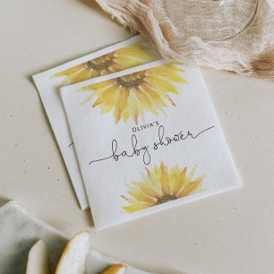 Serviette En Papier Baby shower de tournesol aquarelle