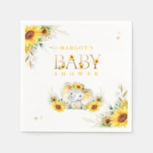 Serviette En Papier Baby shower de tournesol éléphant Neutre selon le