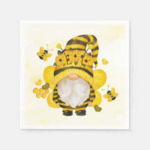 Serviette En Papier Baby shower de tournesol et d'abeilles Gnome   Ann