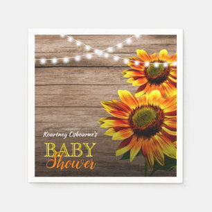 Serviette En Papier Baby shower de tournesol rustique