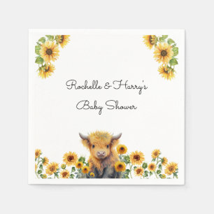 Serviette En Papier Baby shower de tournesols de Vache de haute mer
