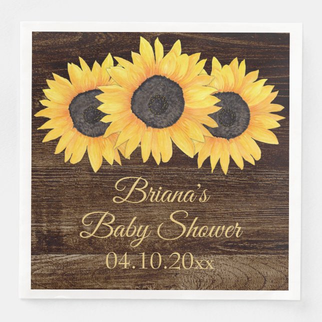 Serviette En Papier Baby shower de tournesols dîner Napkin (Devant)