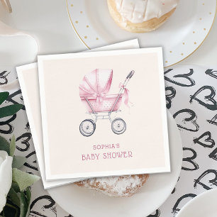 Serviette En Papier Baby shower de transport Vintage pour bébés rose
