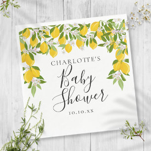 Serviette En Papier Baby shower de verdure aux citrons en fleurs
