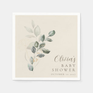 Serviette En Papier Baby shower de verdure minimaliste sur mesure