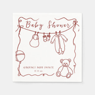 Serviette En Papier Baby shower de vêtements de bébé dessiné à la main