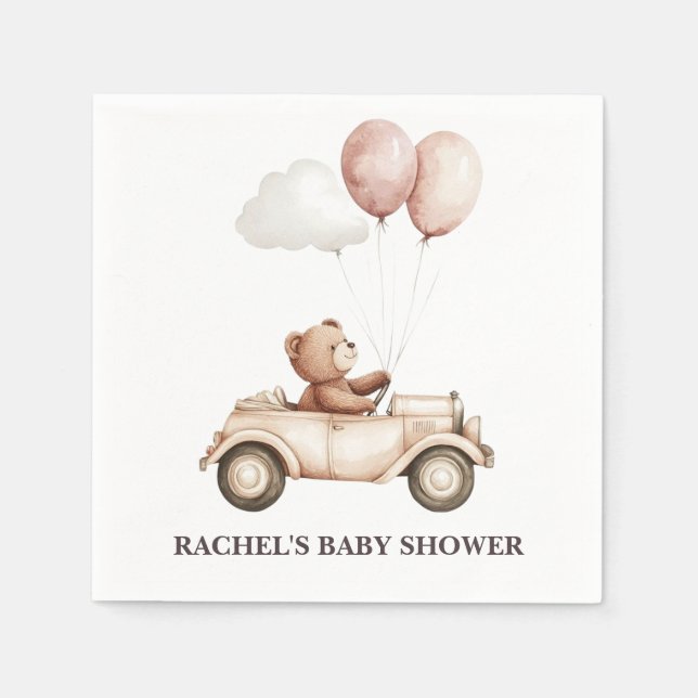 Serviette En Papier Baby shower de voiture Teddy vintage (Devant)