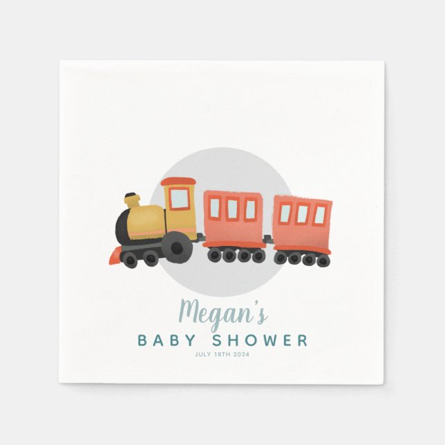 Serviette En Papier Baby shower de voyage de Boys Cute Train (Devant)