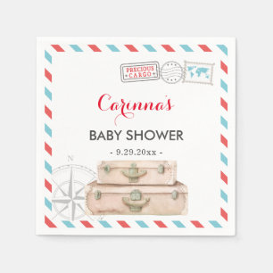 Serviette En Papier Baby shower de voyage Tableau Décor Papier bleu ro