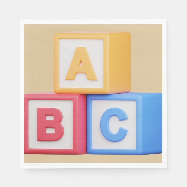 Serviette En Papier Baby shower - Déjeuner sur blocs d'alphabet (Devant)