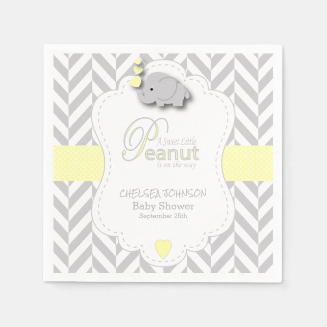 Serviette En Papier Baby shower d'éléphant d'arachide douce (Devant)