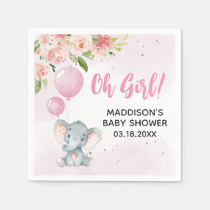 Serviette En Papier Baby shower d'éléphant rose vif