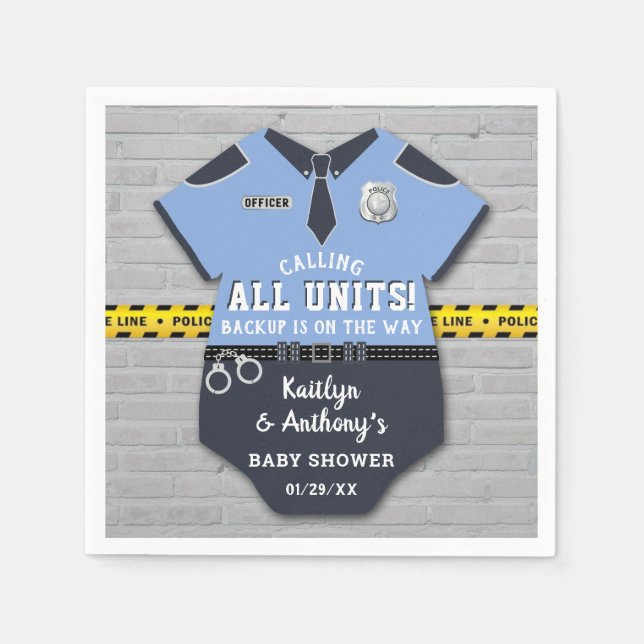 Serviette En Papier Baby shower des agents de police (Devant)