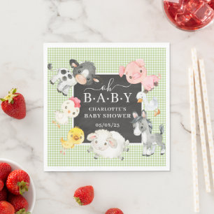 Serviette En Papier Baby shower des animaux de ferme