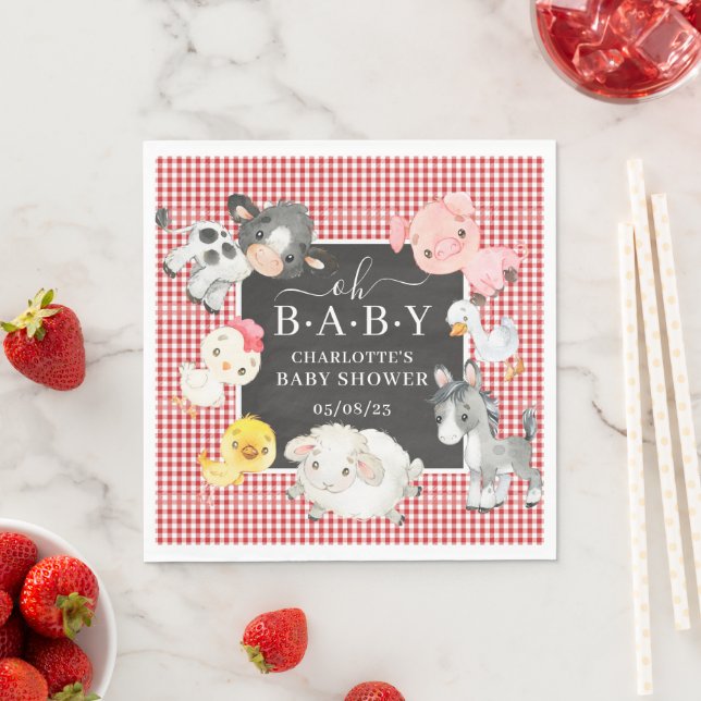 Serviette En Papier Baby shower des animaux de ferme (En situation)