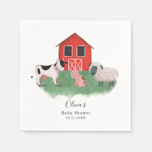 Serviette En Papier Baby shower des animaux de ferme doux