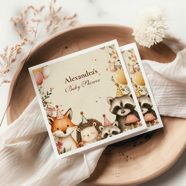 Serviette En Papier Baby shower des animaux de la fête des bois (Créateur téléchargé)