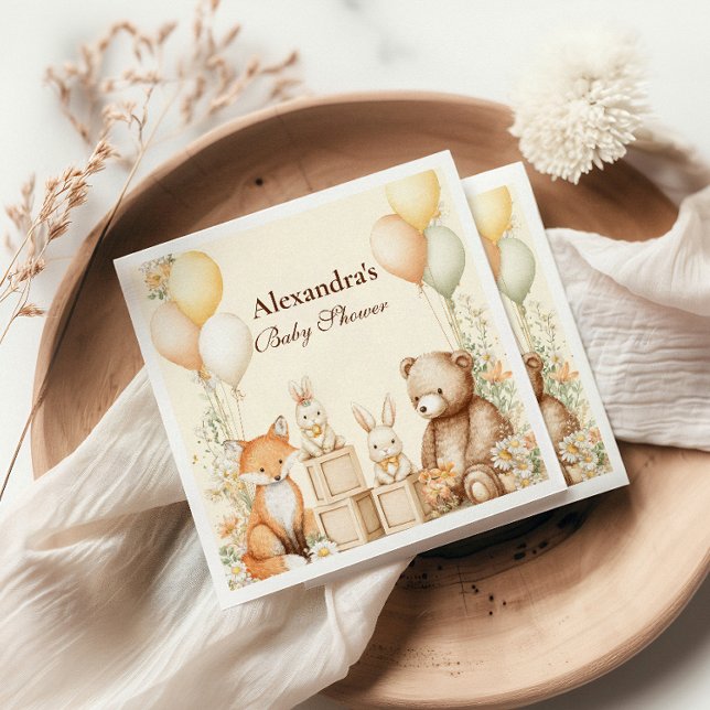 Serviette En Papier Baby shower des animaux forestiers (Créateur téléchargé)