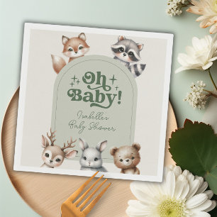 Serviette En Papier Baby shower des animaux forestiers de bois