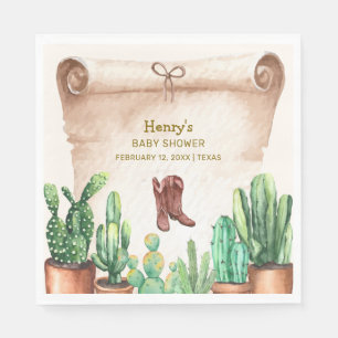 Serviette En Papier Baby shower des Bottes Cactus Cowboy du désert vin