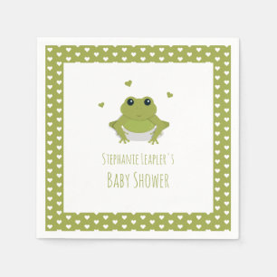 Serviette En Papier Baby shower des Coeurs de grenouilles vertes