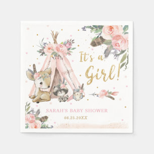 Serviette En Papier Baby shower des filles de la tribu Boho de Woodlan