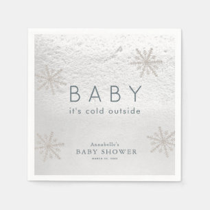 Serviette En Papier Baby shower des flocons d'argent