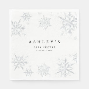 Serviette En Papier Baby shower des flocons de neige