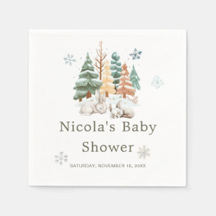 Serviette En Papier Baby shower des lapins d'hiver