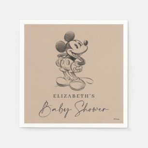 Serviette En Papier Baby shower d'esquisse de la souris Mickey vintage
