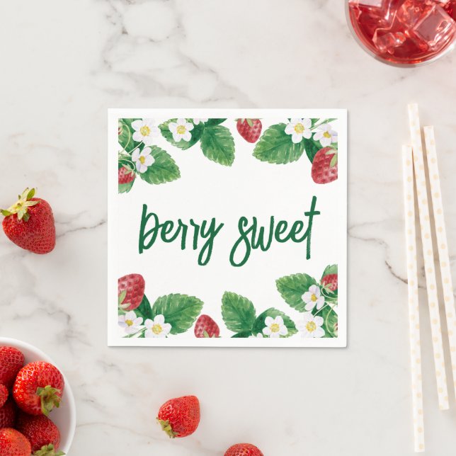 Serviette En Papier Baby shower d'été aux fraises (En situation)