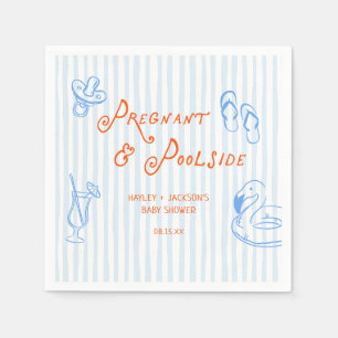 Serviette En Papier Baby Shower d'été enceinte au bord de la piscine