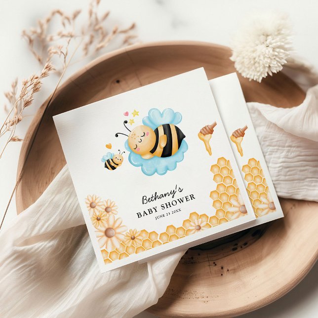 Serviette En Papier Baby shower d'été entre la momie et l'abeille (Créateur téléchargé)