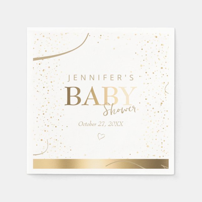 Serviette En Papier Baby shower d'étincelle d'or (Devant)