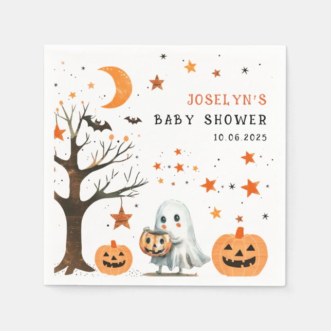Serviette En Papier Baby shower d'Halloween de Little BOO Star Motif (Devant)