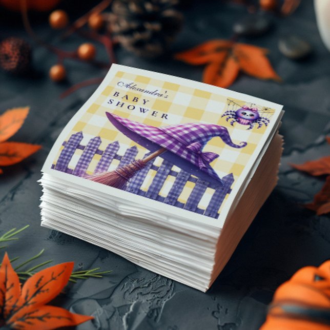 Serviette En Papier Baby shower d'Halloween En vichy violet (Créateur téléchargé)