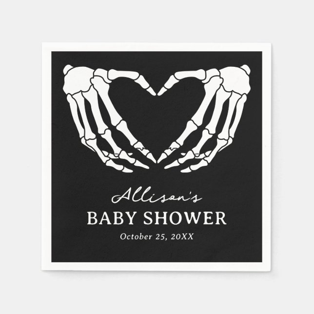 Serviette En Papier Baby shower d'Halloween squelette (Devant)