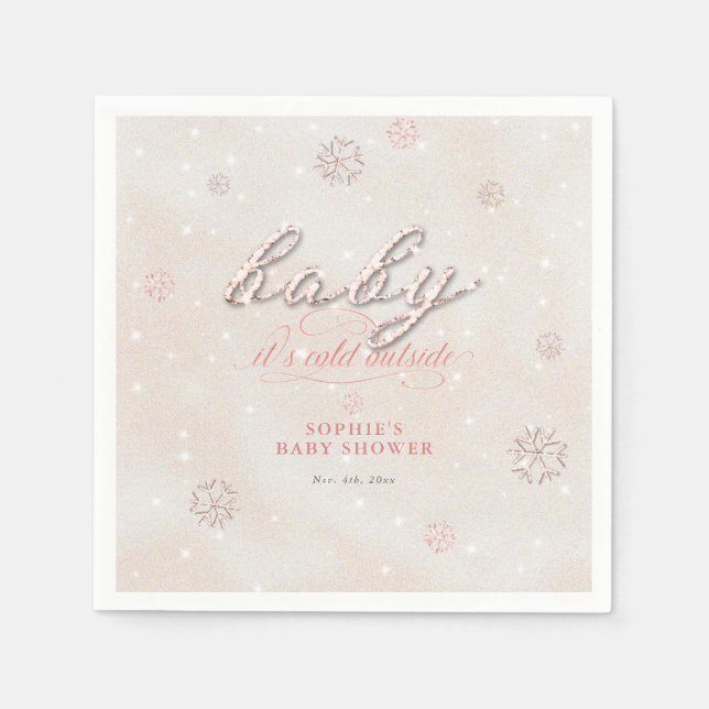 Serviette En Papier Baby shower d'hiver de la Parties scintillant en p (Devant)