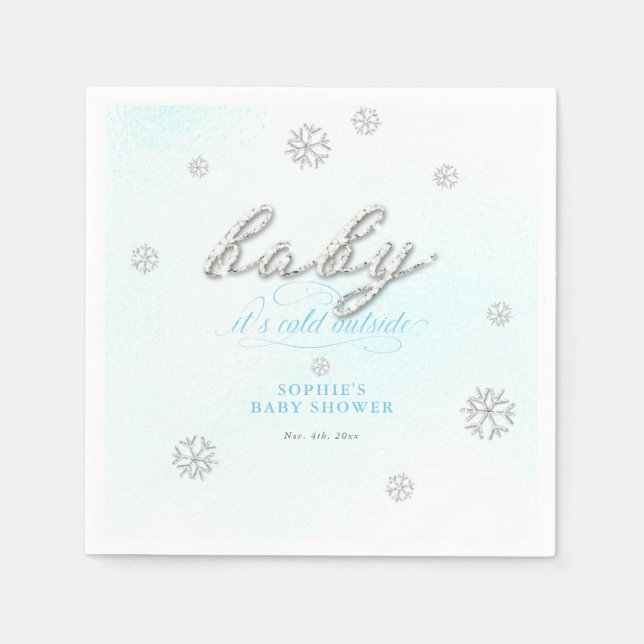 Serviette En Papier Baby shower d'hiver de la Parties scintillant en p (Devant)