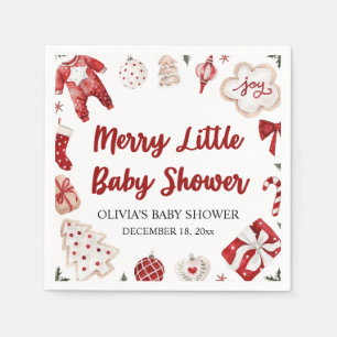 Serviette En Papier Baby shower d'hiver de Noël rouge pâle