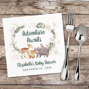 Serviette En Papier Baby shower d'hiver des animaux des bois