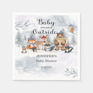 Serviette En Papier Baby shower d'hiver des animaux des bois